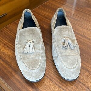 Men’s Light Brown Leather Suede Loafers Size 8